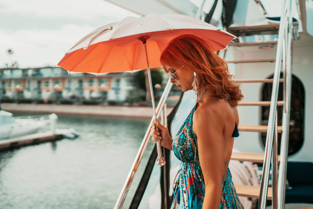 LUXE Swarovski encrusted ivory exterior with blush pink interior and antique jeweled handle