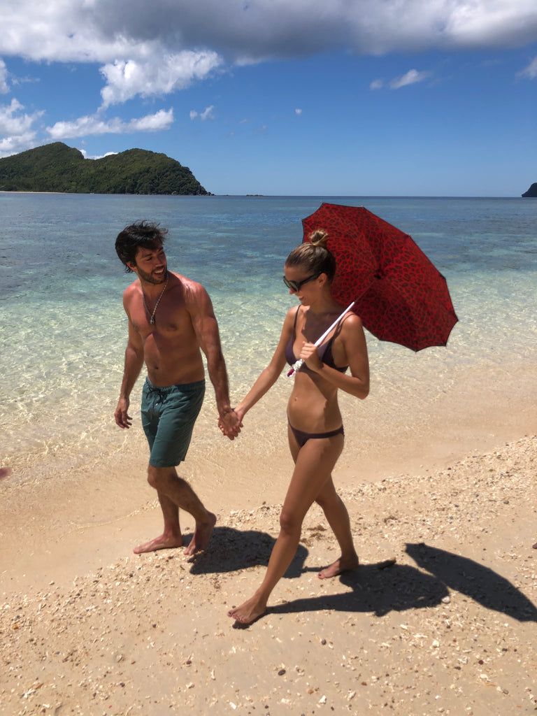 CHIC Black exterior/red leopard interior with jeweled accent handle