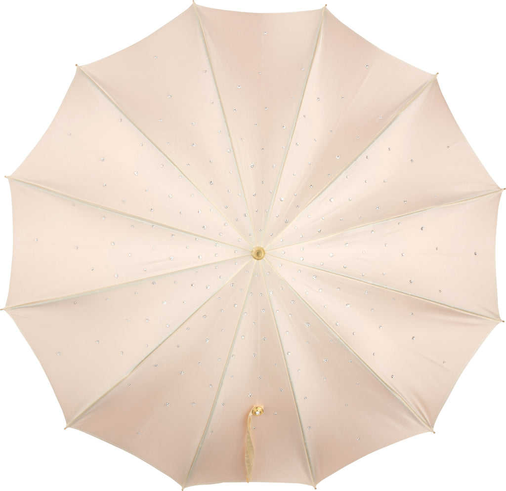 LUXE Swarovski encrusted ivory exterior with blush pink interior and antique jeweled handle