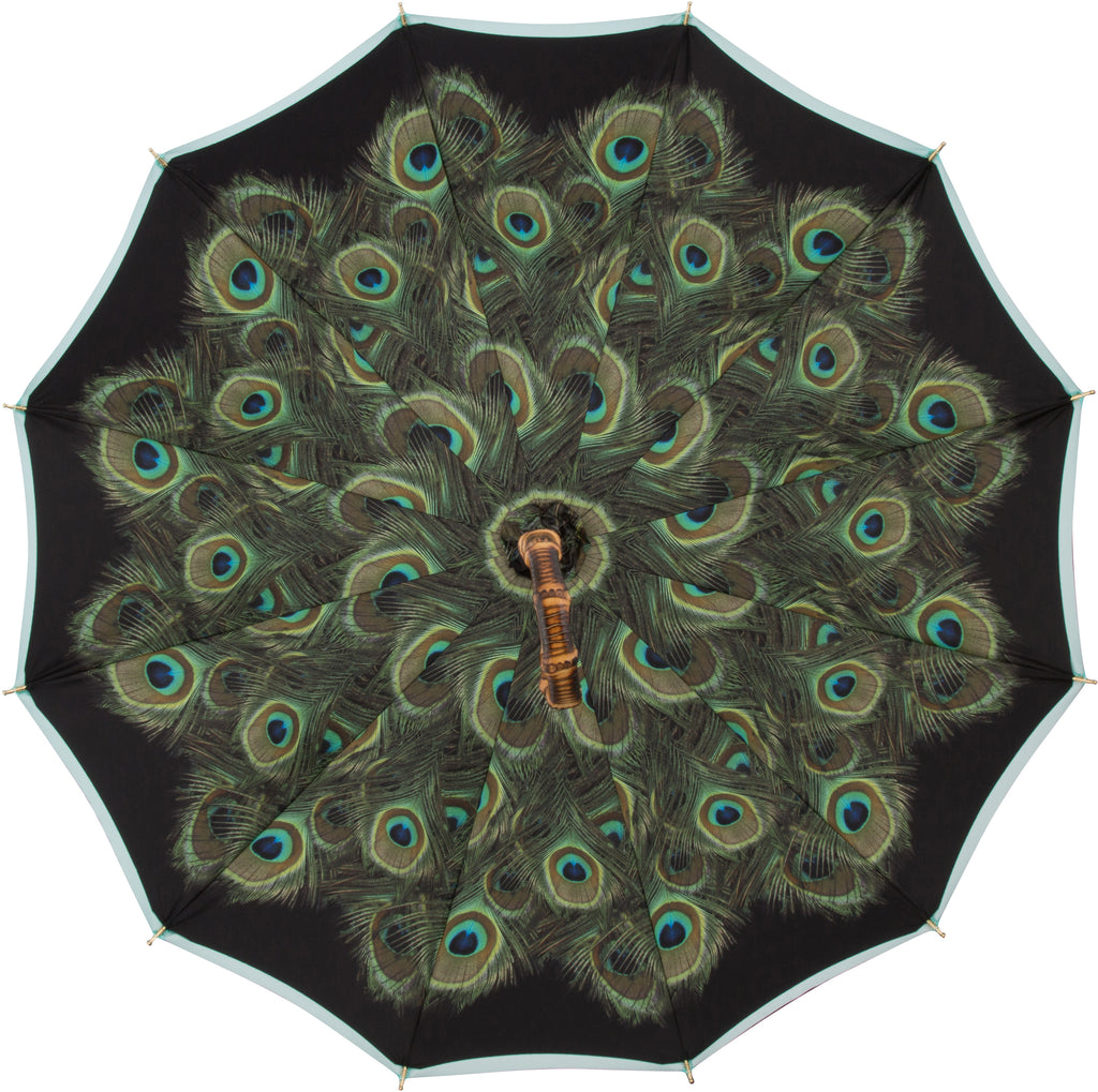 LUXE Teal Peacock with straight metal jeweled handle