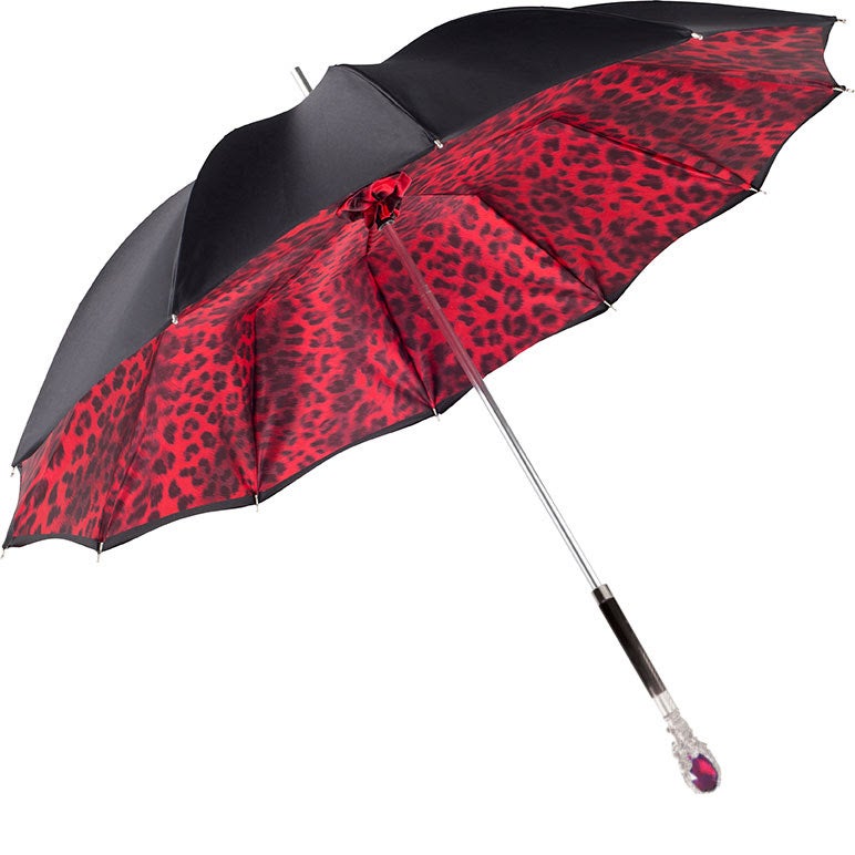 CHIC Black exterior/red leopard interior with jeweled accent handle - COMPACT