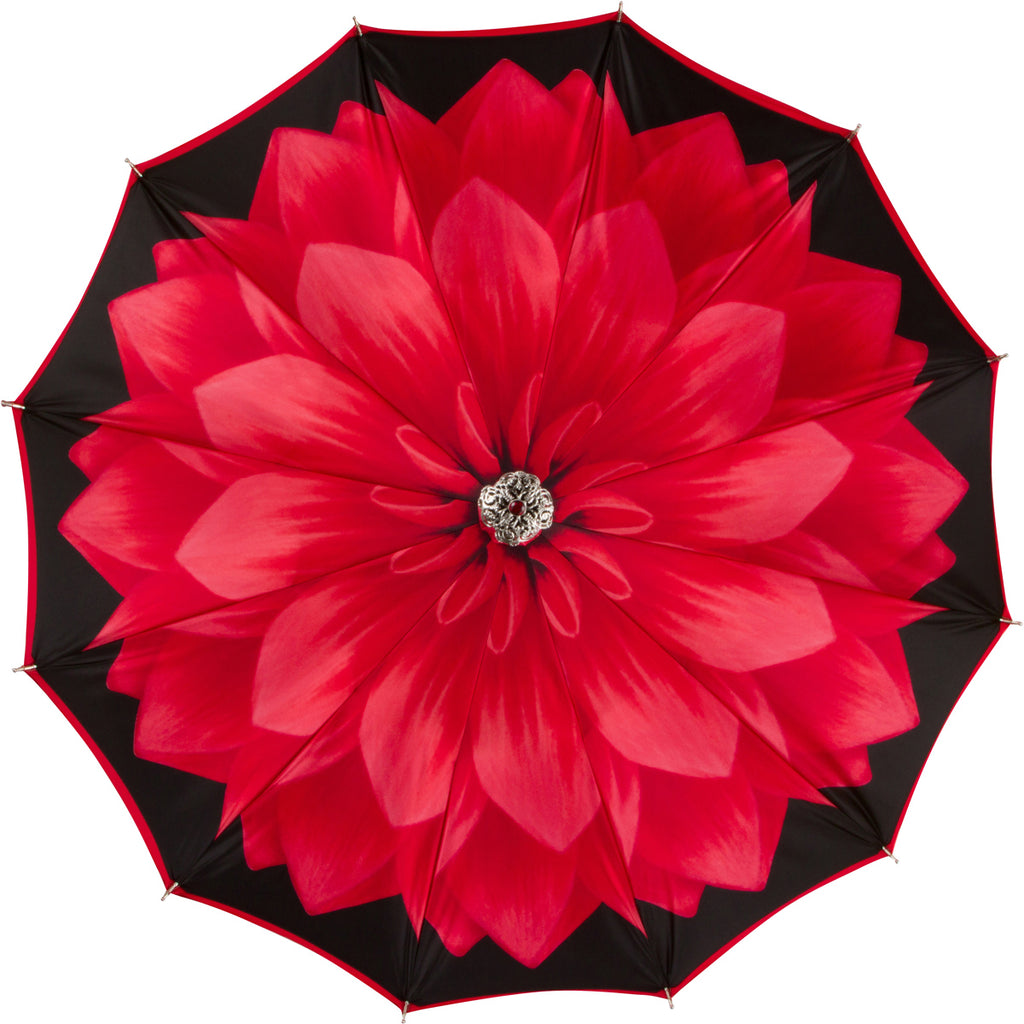 Luxe Red Flower with lucite jeweled handle