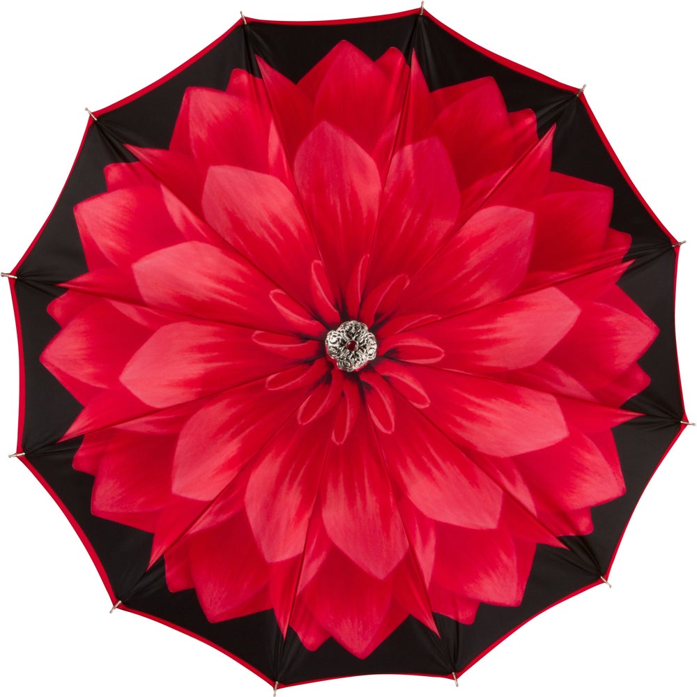 LUXE Red Flower with antique jeweled handle