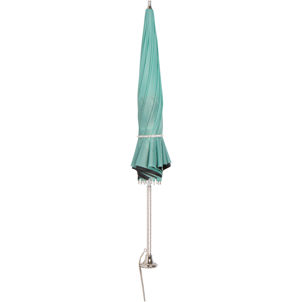 LUXE Teal Peacock with straight metal jeweled handle